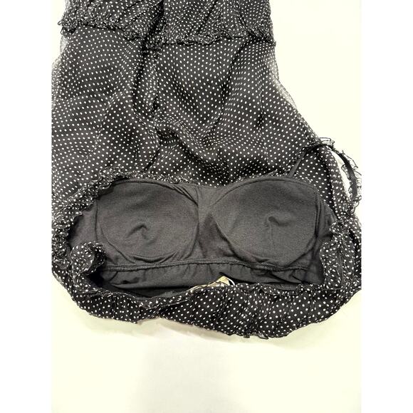 Max Studio Black Polka Dot Cami Babydoll Mini Dress XS 100% silk - Picture 7 of 7